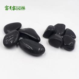 精抛黑色雨花石庭院铺地 花园造景装饰用砾石鹅卵石