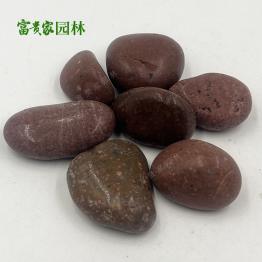 别墅小院拼铺红 色鹅卵石 园艺抛光打蜡红色雨花石 高光铺路红卵石